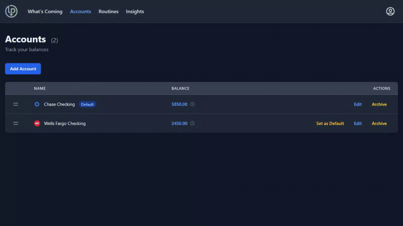 Account Management - Less Panic desktop view