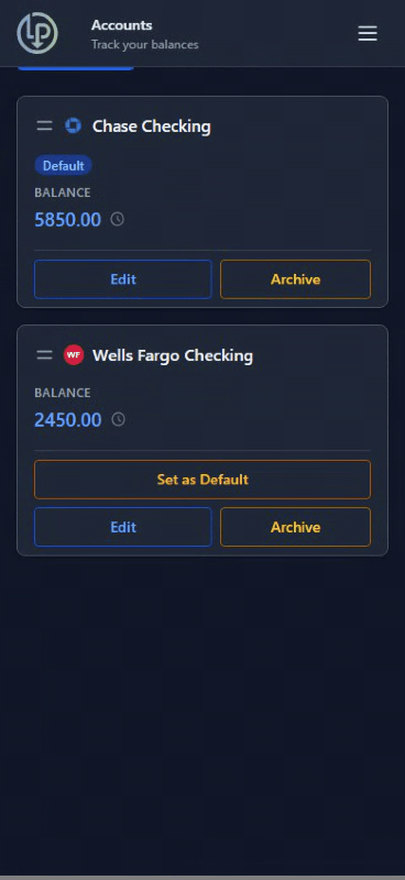 Account Management - Less Panic mobile view