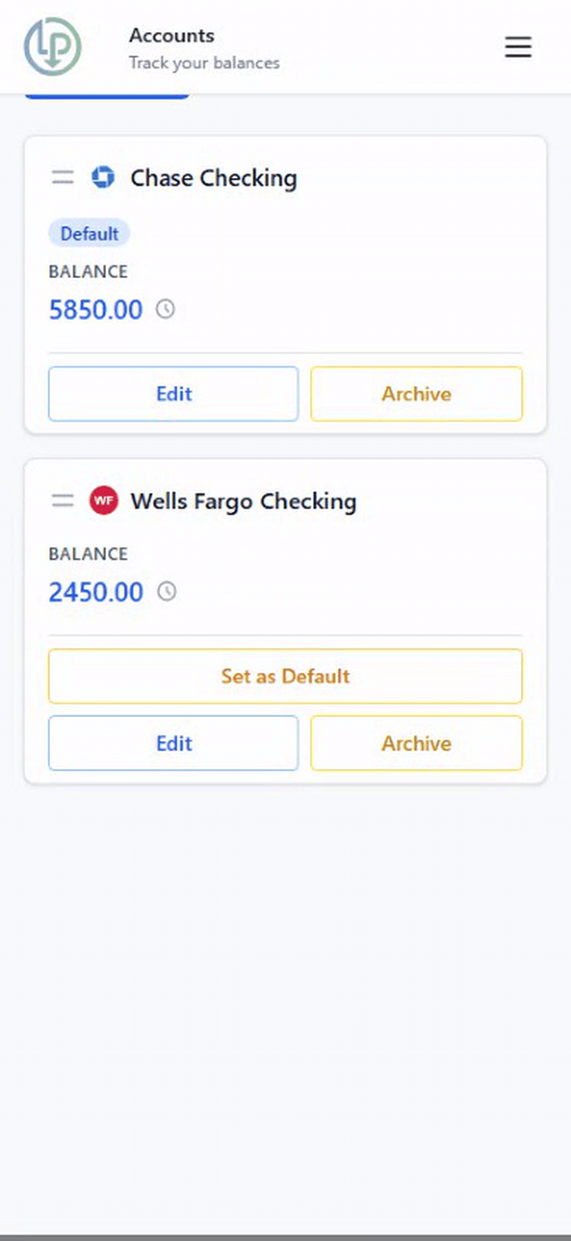 Account Management - Less Panic mobile view